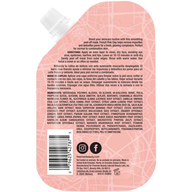 Freeman Exotic Blend French Pink Clay Peel-Off Mask - 1.18 fl oz