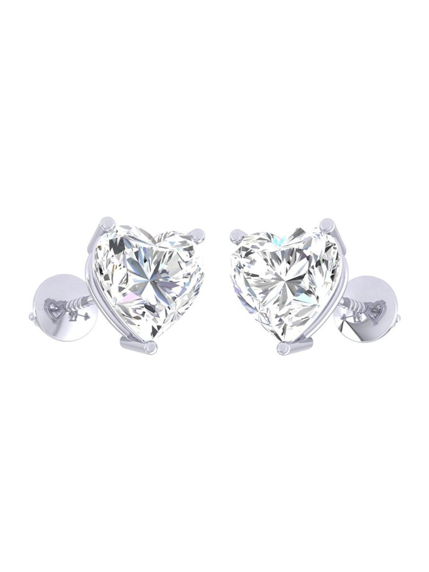 Clara White Sterling Silver Heart CZ Stud Earrings