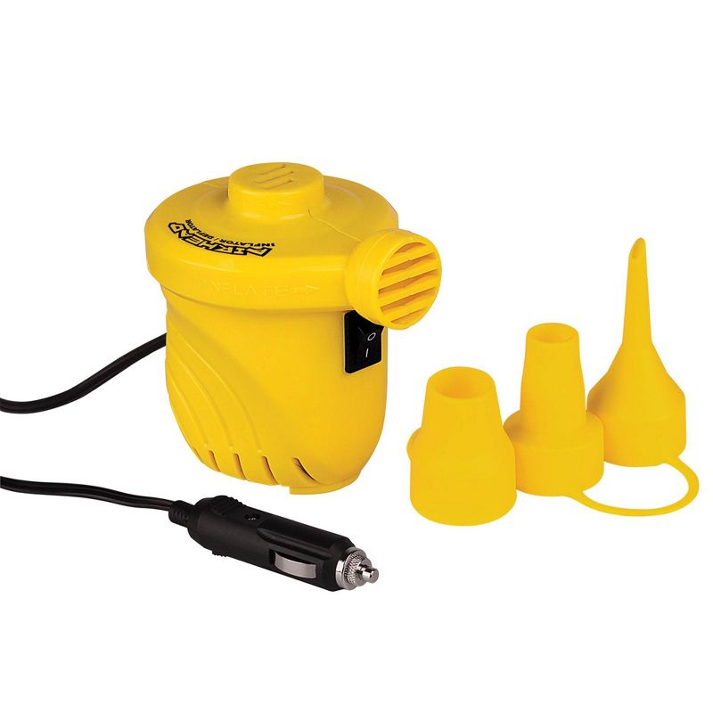 Airhead Rebel 54" 1 Person Durable Red Towable Lake Boating Tube Kit with 16 Strand Tow Rope, Speed Safety Valve, and 12V Pump Kit