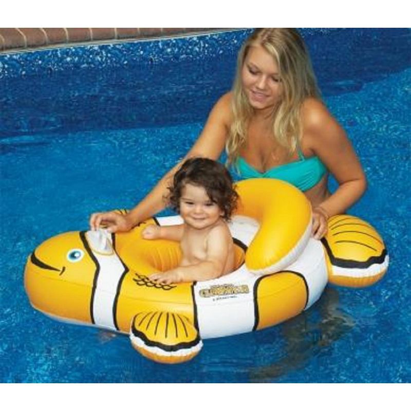 Swim Central 40'' Orange and White Inflatable Clownfish Baby Pool Float