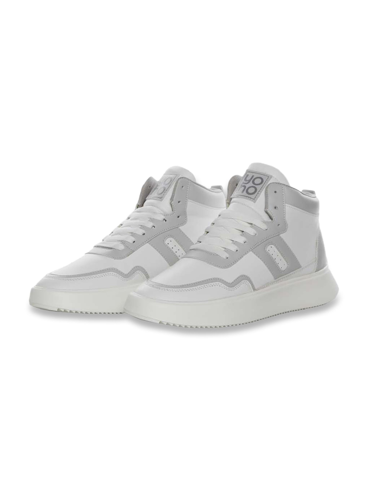 Yoho Men's White & Grey Ankle High Sneakers