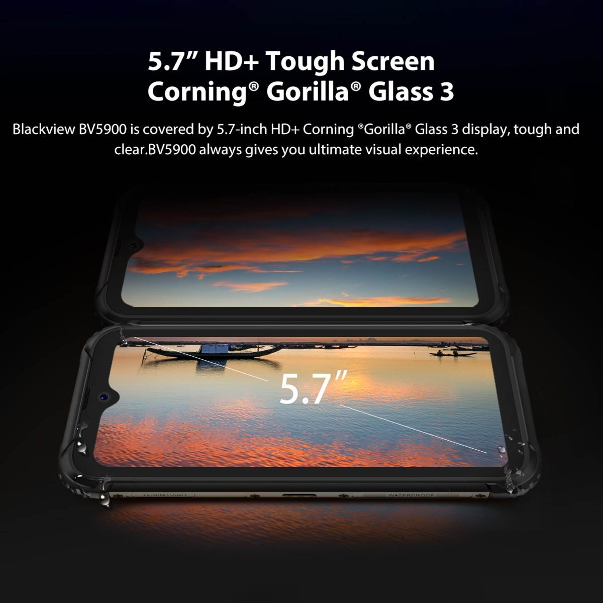 Unlocked Smartphone, Blackview BV5900 Rugged Phone, 3GB+32GB, IP68/IP69K/MIL-STD-810G Waterproof Dustproof Shockproof, Dual Back Cameras, 5580mAh Battery, Face & Fingerprint Identification,