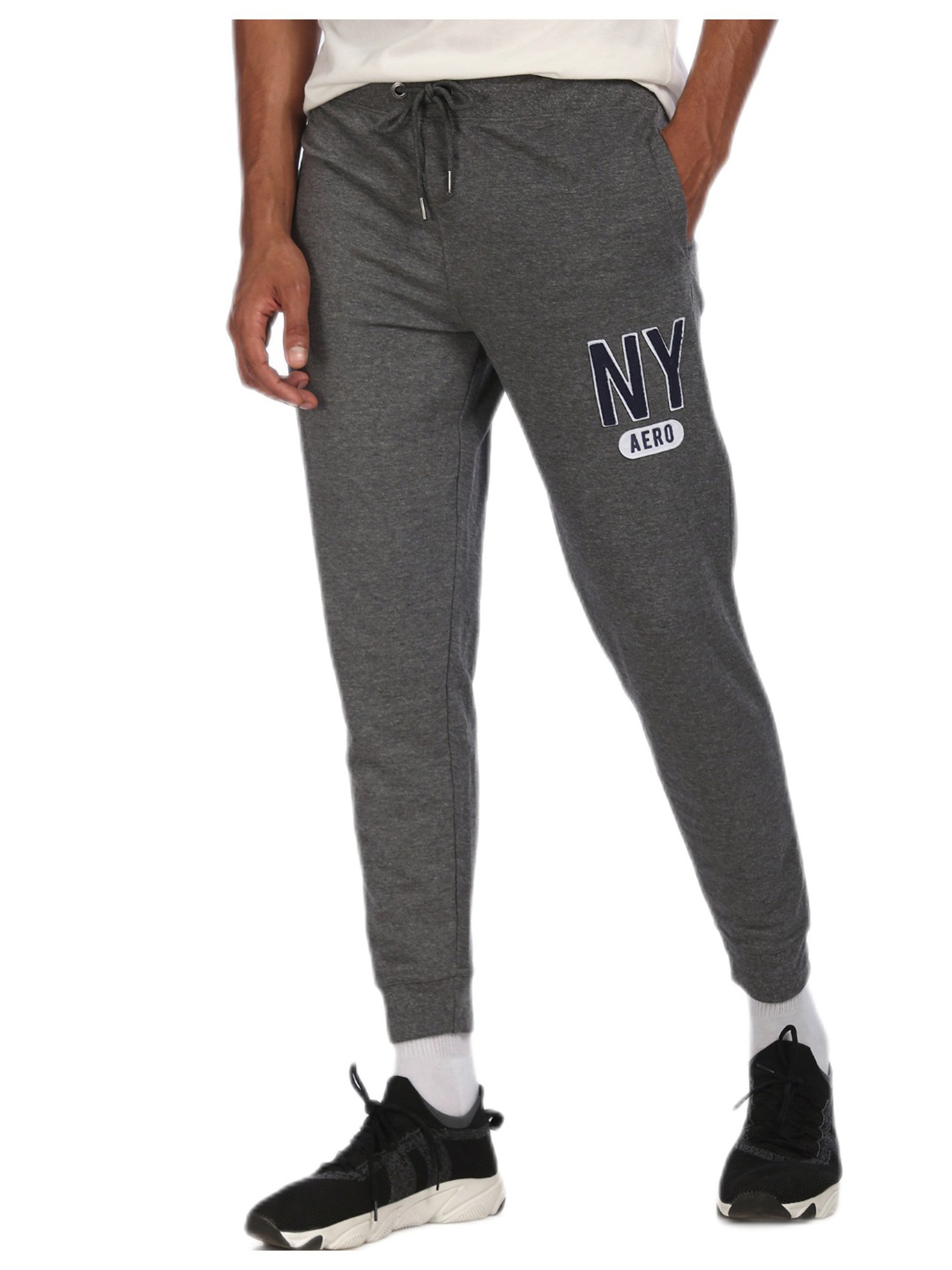 Aeropostale Dark Grey Drawstring Waist Heathered Joggers