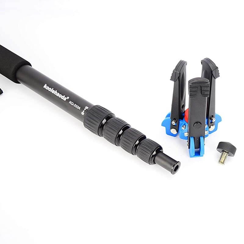 66-inch Aluminum Monopod with Folding Three Feet Support Stand, for All Canon Sony, Nikon.Max. Load 12kg/26lbs (KQ-333A+A1 Base)