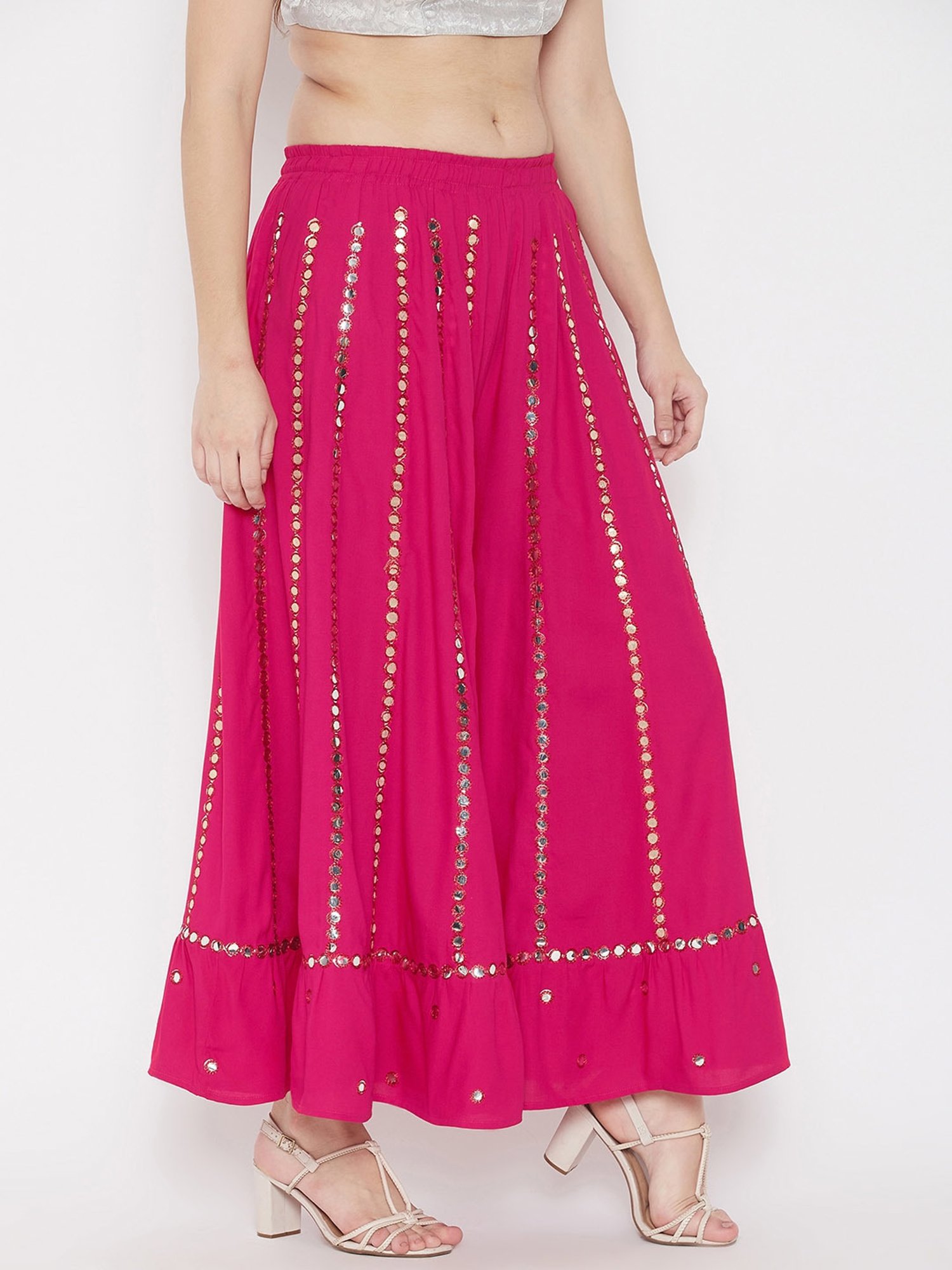 Castle Pink Mirror Work Palazzos