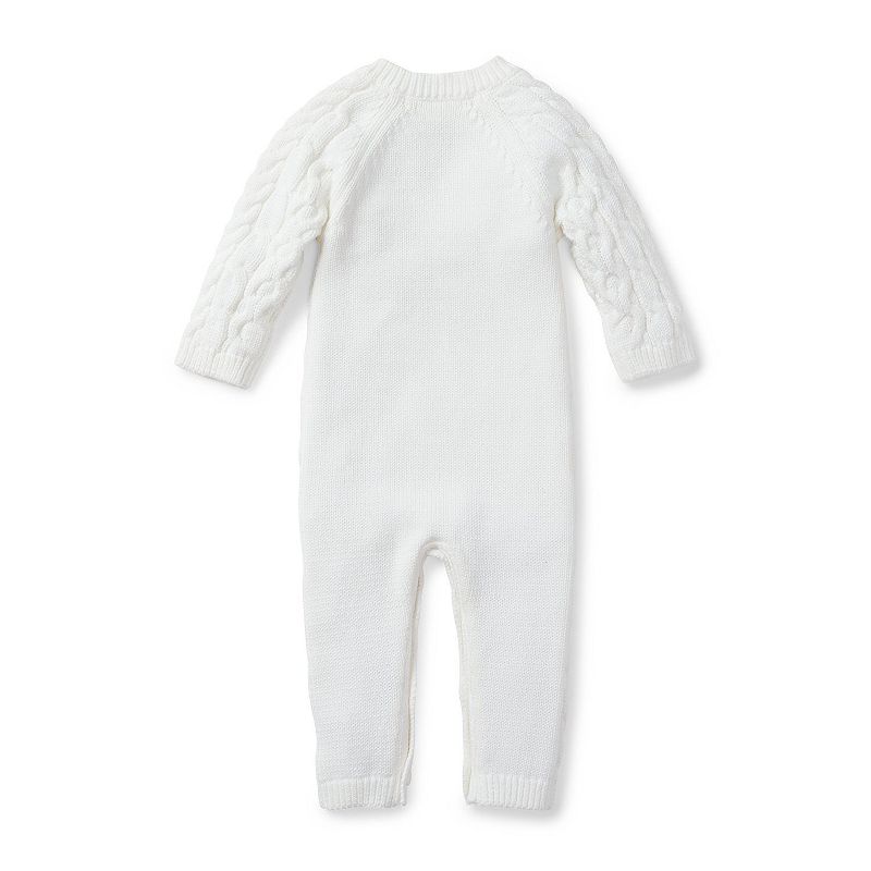 Hope & Henry Baby Layette Ivory Cable Knit Sweater Romper Size 0-3 Months, Soft White, 0-3 Months