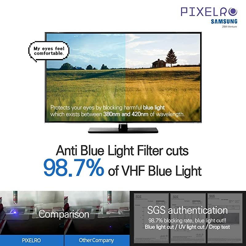 Anti Blue Light Screen Filter Designed for Laptop, Notebook, Monitor, Easy On/Off and Removable Acrylic, Anti Glare, Anti-UV, Reduce Eye Fatigue and Eye Strain, (13Inch, 16:9 Aspect Ratio)