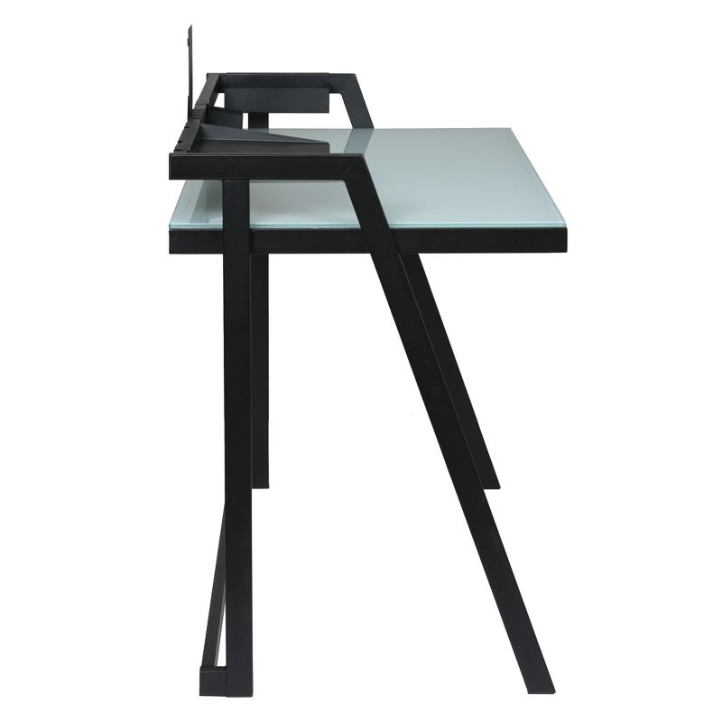 Tablet Desk Glass Desktop With Metal Frame Black - OneSpace