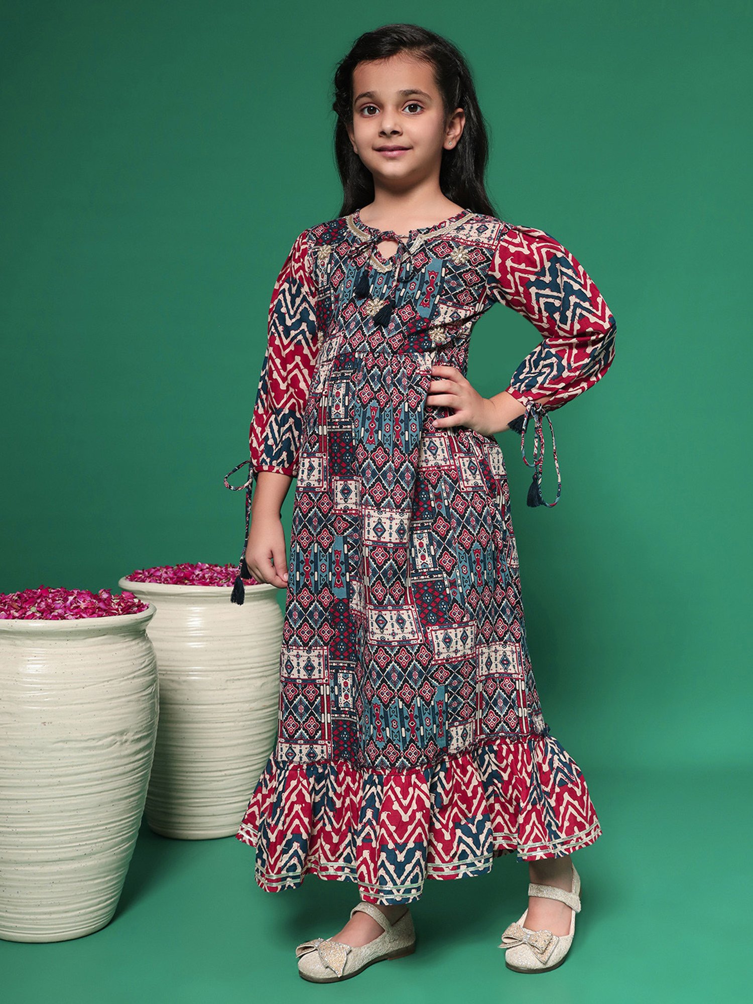 READIPRINT FASHIONS Kids Multicolor Printed Dress