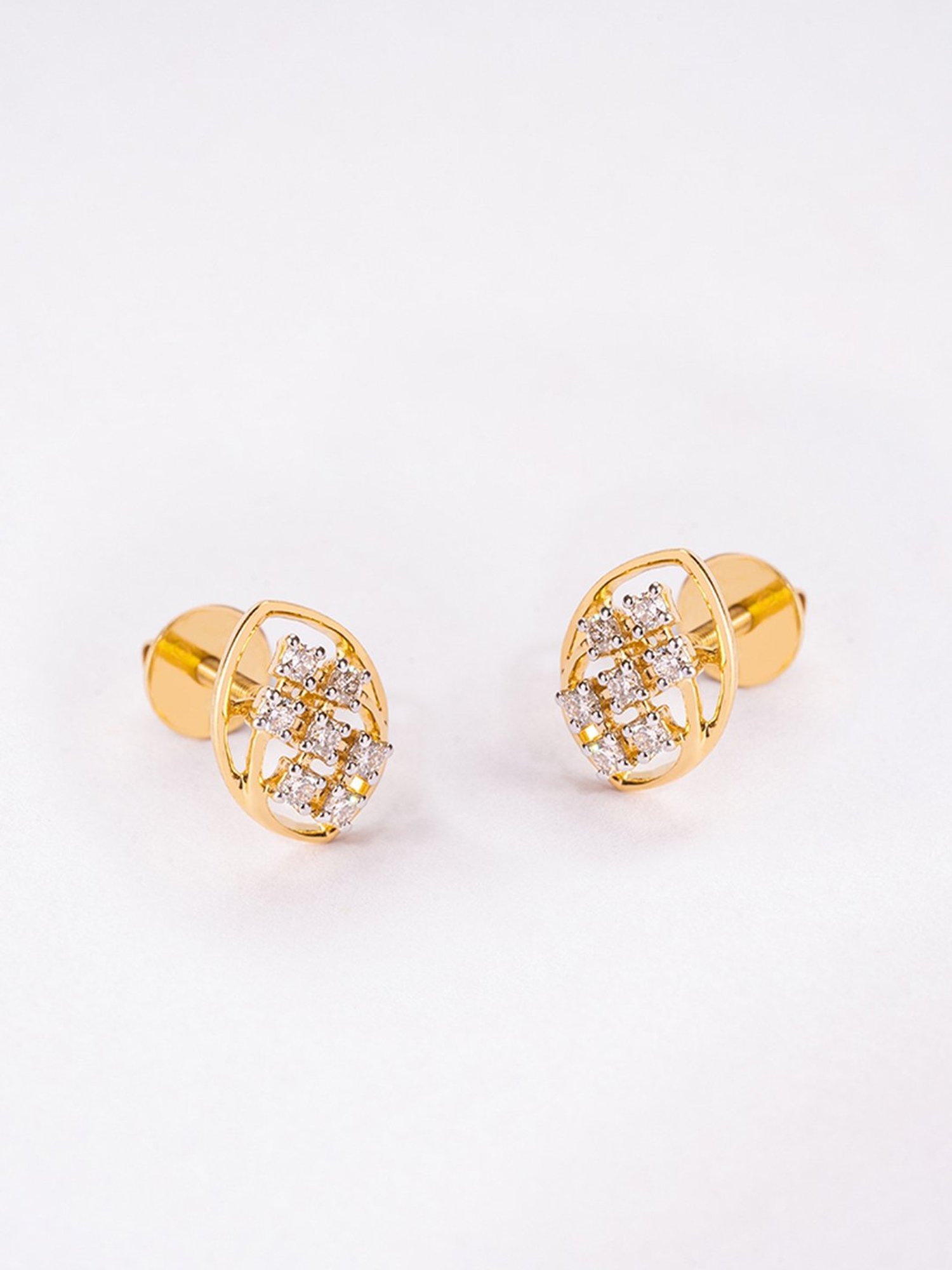 P.N.Gadgil Jewellers 14k Gold Twinkling Twist Stud Diamond Earrings For Women