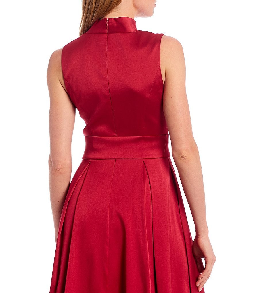 Aidan Mattox Stand Collar V-Neck Sleeveless Mikado Ball Gown