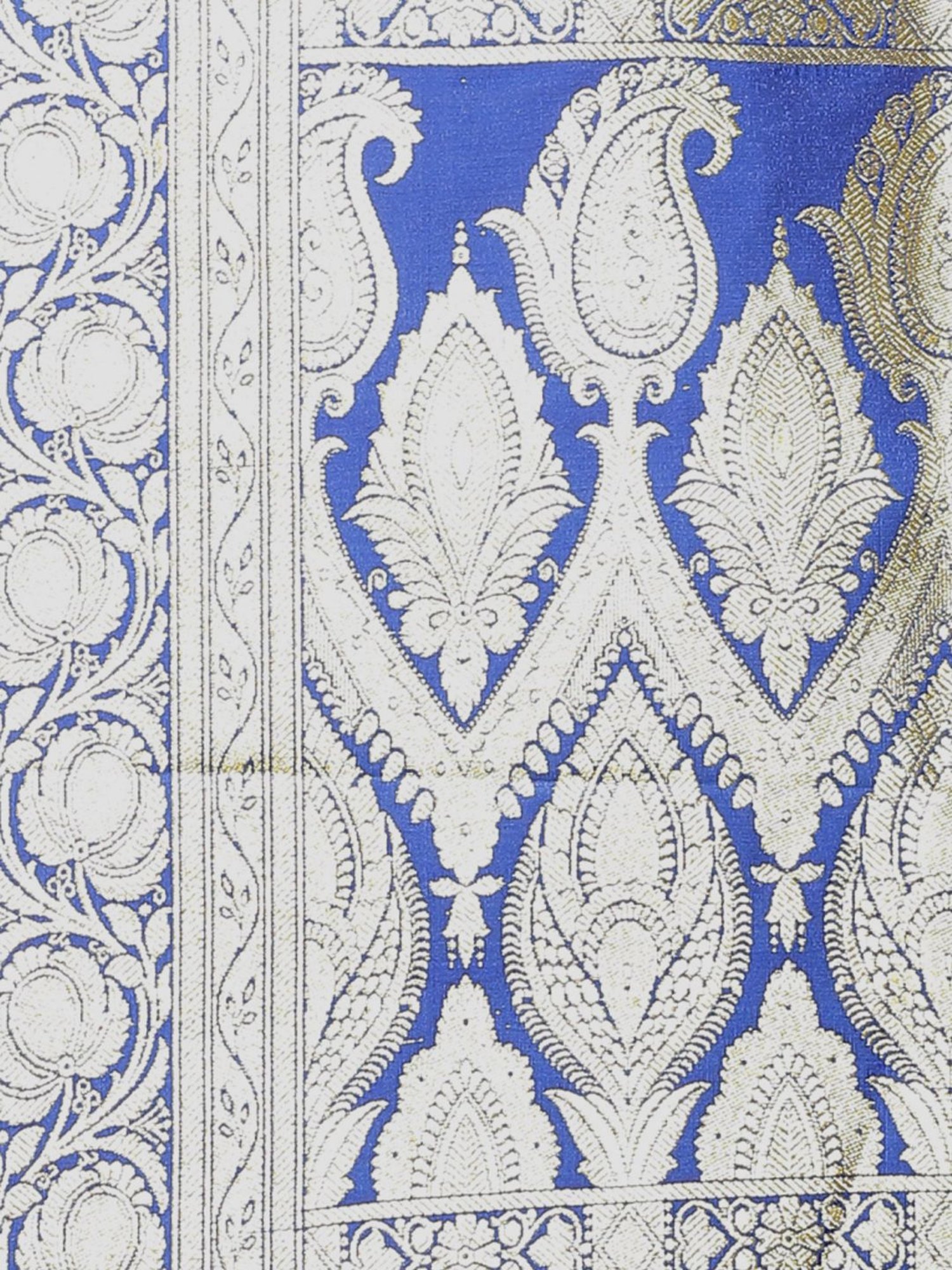 Banarasi Silk Works Blue Woven Saree With Unstitched Blouse