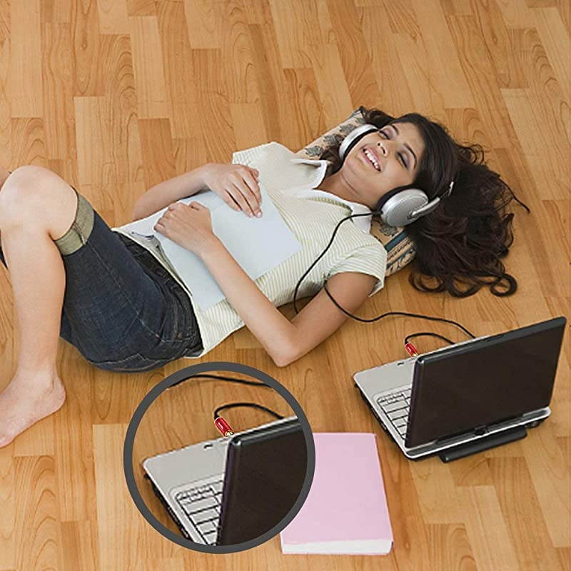 35mm to 14 Adapter GoldPlated Pure Copper 18 inch Male Plug to 14 inch Female Jack Stereo Adapter 2 Pack