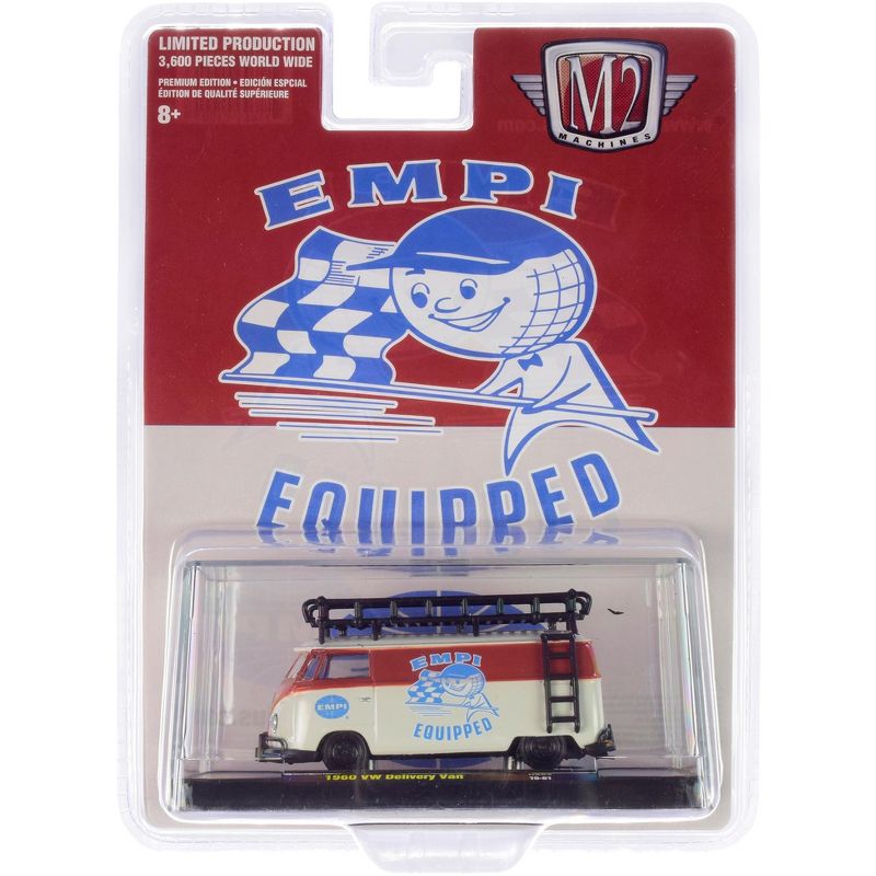 1960 Volkswagen Delivery Van w/Ladder & Roof Rack "EMPI Equipped" Ltd Ed 3600 pcs 1/64 Diecast Model Car by M2 Machines