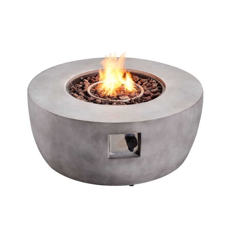 36" Outdoor Round Propane Gas Fire Pit with Concrete Base - Peaktop