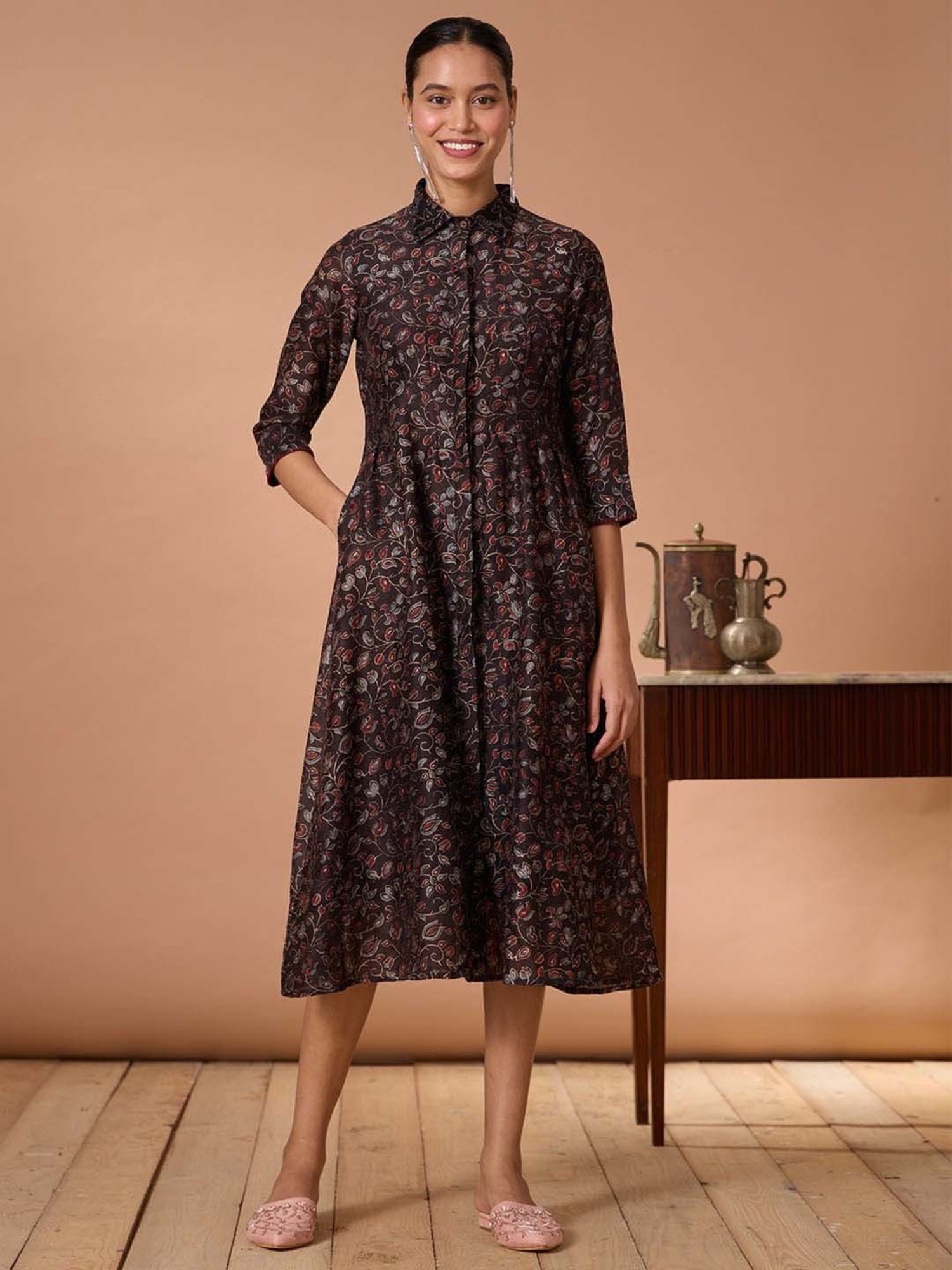 Saffron Threads Red Ethnic Dresses