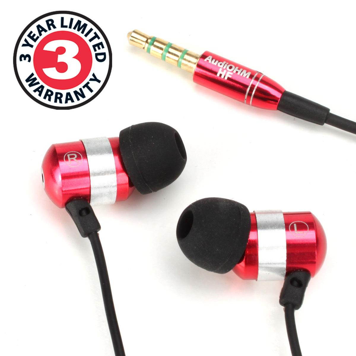 GOgroove audiOHM HF Ergonomic Earbuds Earphones w/ Hands-Free Microphone & Deep Bass ( Royal Red ) for Smartphones , Tablets , MP3 Players & More!