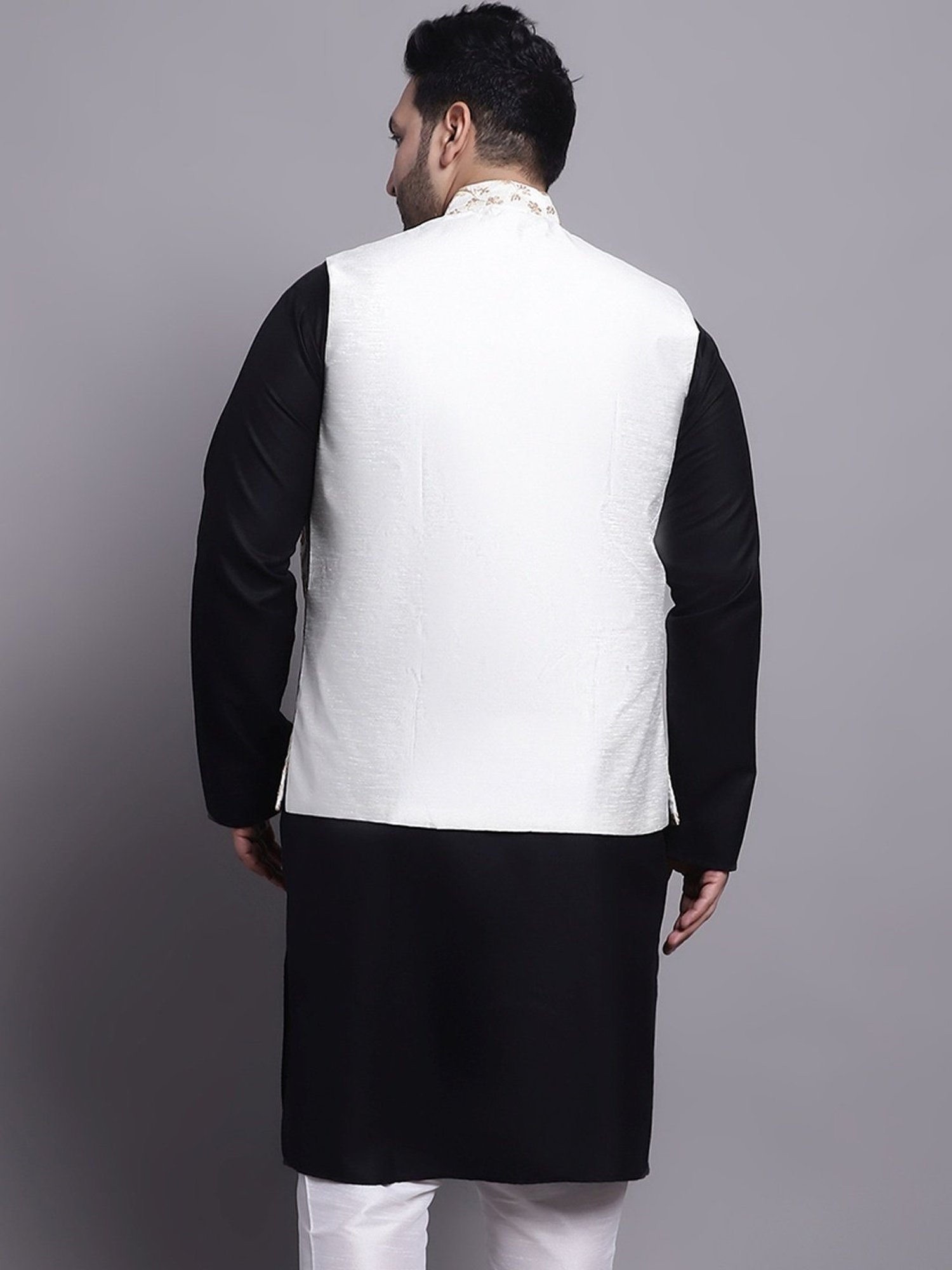 Sojanya Cream Regular Fit Embroidered Nehru Jacket