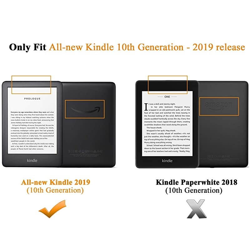 Case Compatible for All-New Kindle (10th Generation, 2019 Release), Premium Thin Lightweight Leather Cover with Auto Wake/Sleep Fits  Kindle, Not Fit Kindle Paperwhite - Rose Gold