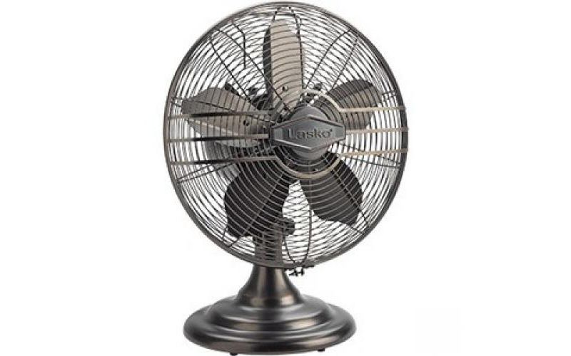 Lasko 12" Classic Metal Table Fan - 12" Diameter - 3 Speed - Quiet, Carrying Handle, Oscillating - 17.3" Height x 13.3" Width - Metal