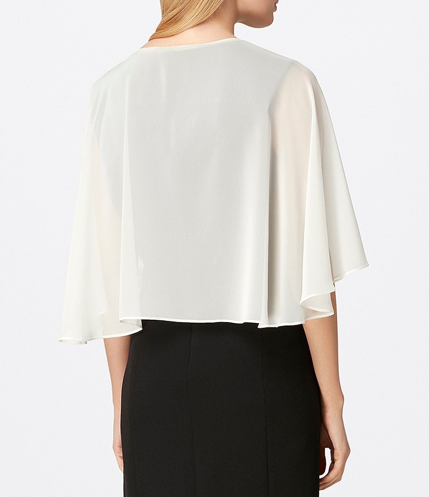 Cejon Metallic Crocheted Fringe Metallic Evening Wrap