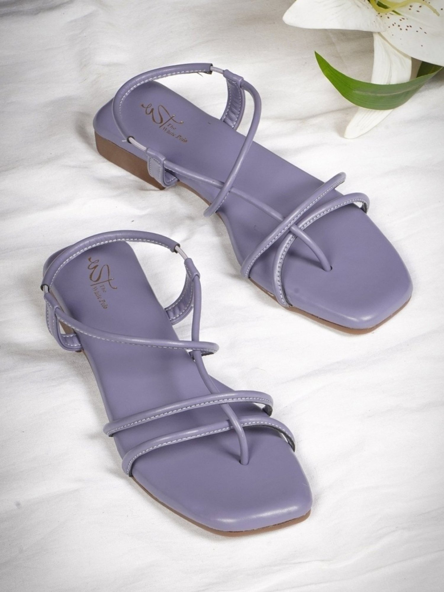 The White Pole Women's Purple Sling Back Sandals
