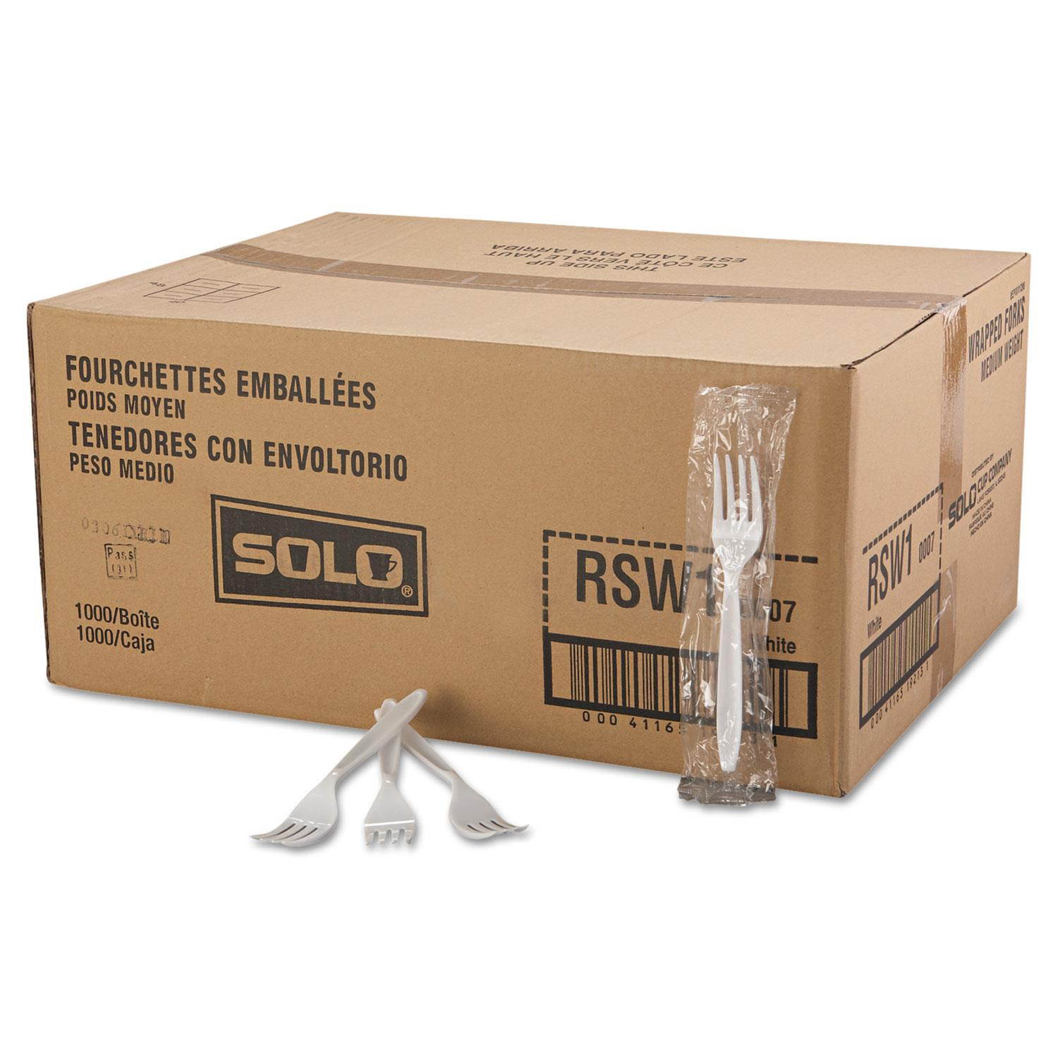 Reliance Mediumweight Cutlery, Standard Size, Fork, Indiv. Wrap, White