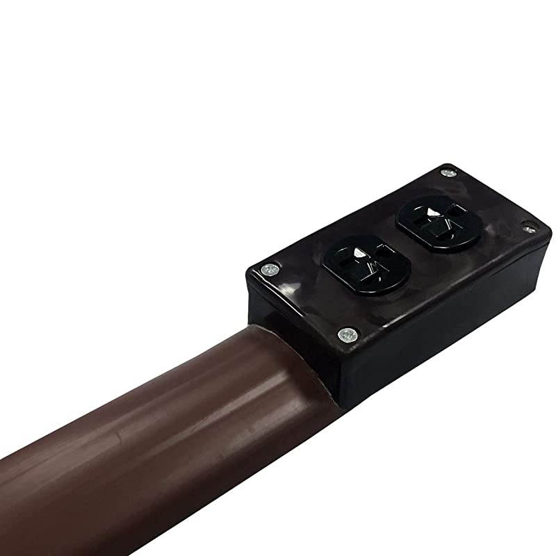 Lay Flat Electrical Power Extension Cord Duplex Receptacle Cable Protector 5 Feet Brown