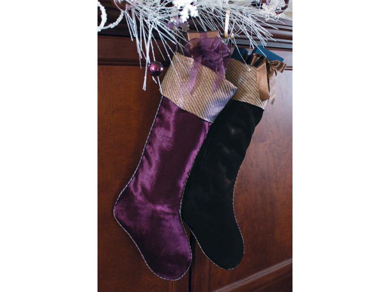 Melrose 18.5" Rich Plum Chocolate Brown Metallic and Velvet Christmas Holiday Stocking