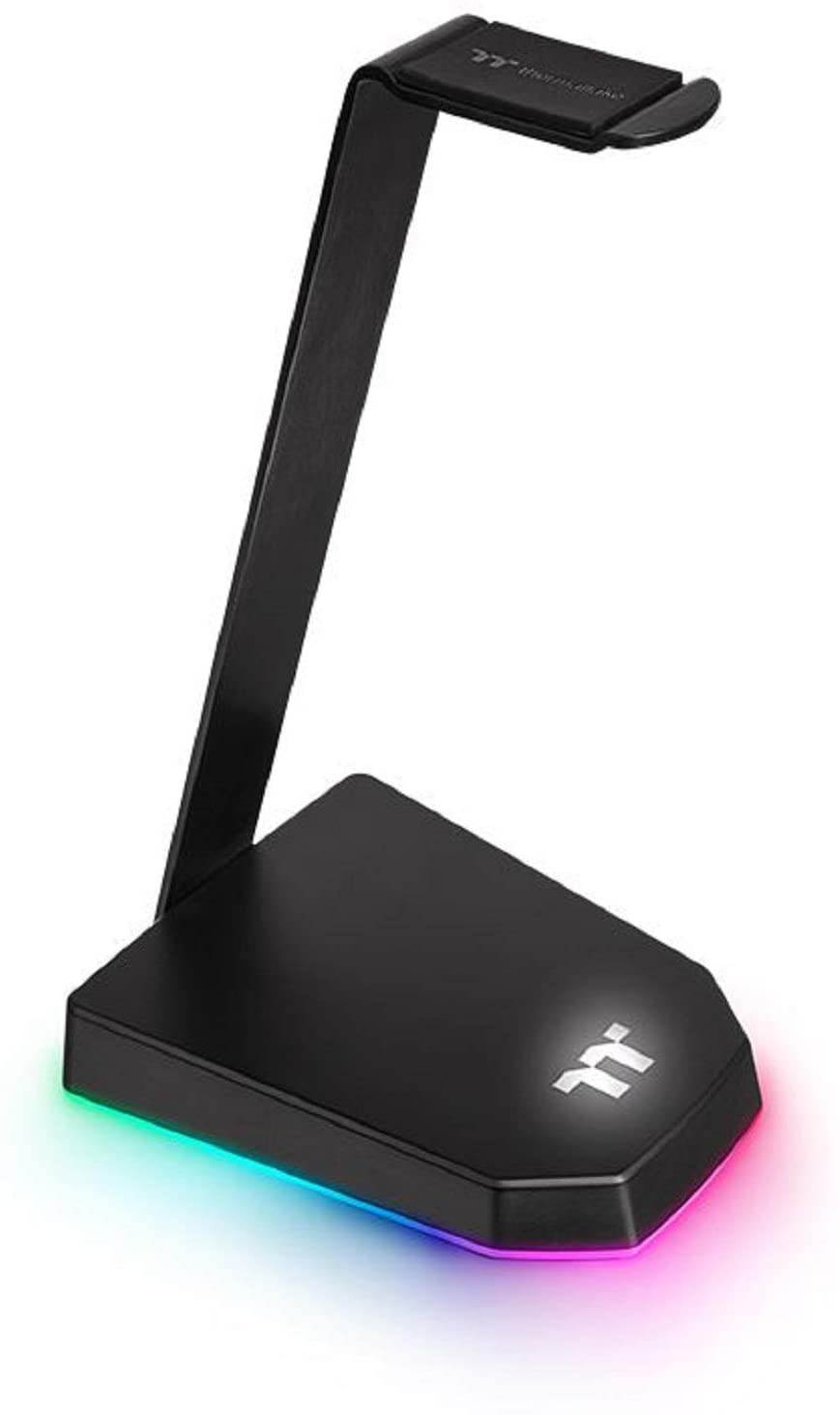 Thermaltake Tt E1 RGB Gaming Headset Stand with a 2-port USB 3.0 hub and 3.5mm 4-pole audio port,  Aluminum construction,8 stunning lighting effects,Black(GEA-TTP-THSBLK-06)