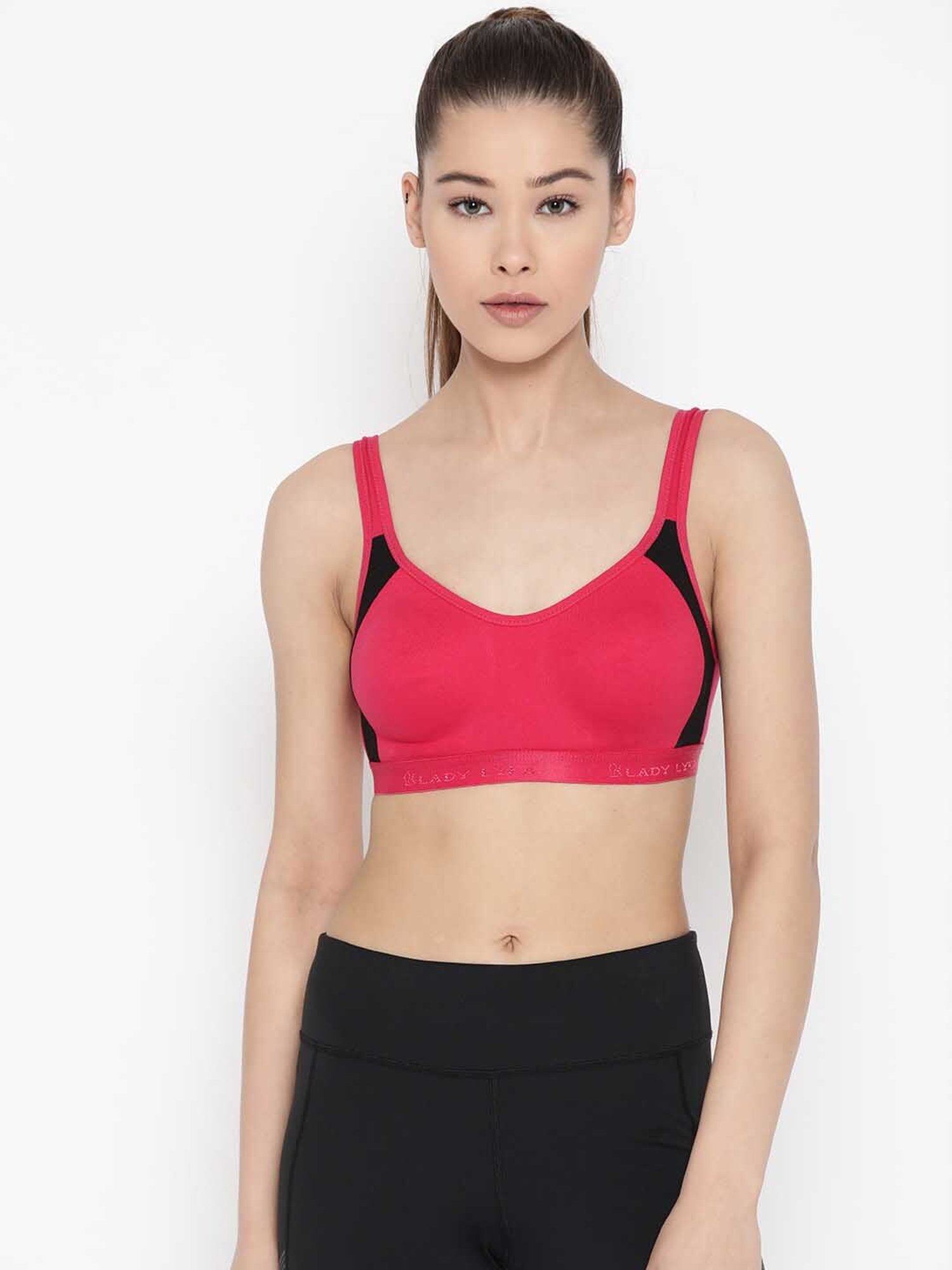 Lady Lyka Multicolor Non Wired Non Padded Sports Bra (Pack of 2)