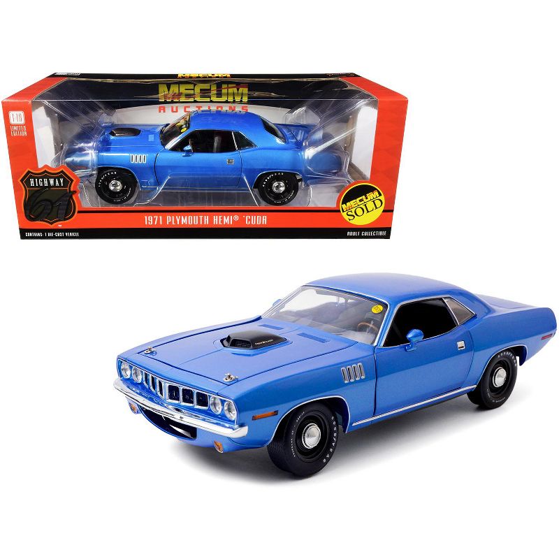 1971 Plymouth HEMI Barracuda Blue Metallic Lot #S266 Indianapolis (2011) "Mecum Auctions" 1/18 Diecast Model Car by Highway 61