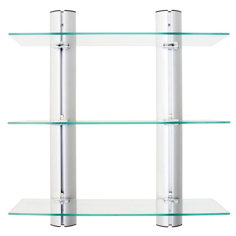 3 Tier Wall Mount Adjustable Glass Shelving Unit with Aluminum Bars - Danya B.