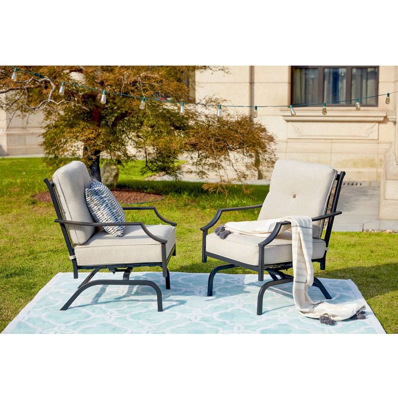 2pc Patio Chairs Steel Patio Seating Sets Cream - Lokatse