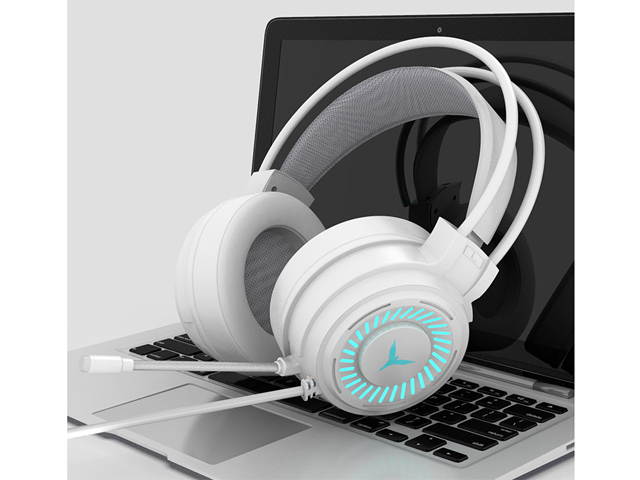 Computer Headset Headwear Video Game Headset 7.1 Channel Wired Headset Headset with Microphone,Xbox One Headset with Stereo Surround Sound,White,GH11