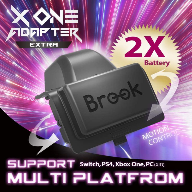 Brook Xbox One Adapter, X One Wireless Rechargeable 2X Battery Extra XL Converter for Xbox One Controller Support Switch PS4 PC iOS Motion Control Turbo Remap Black