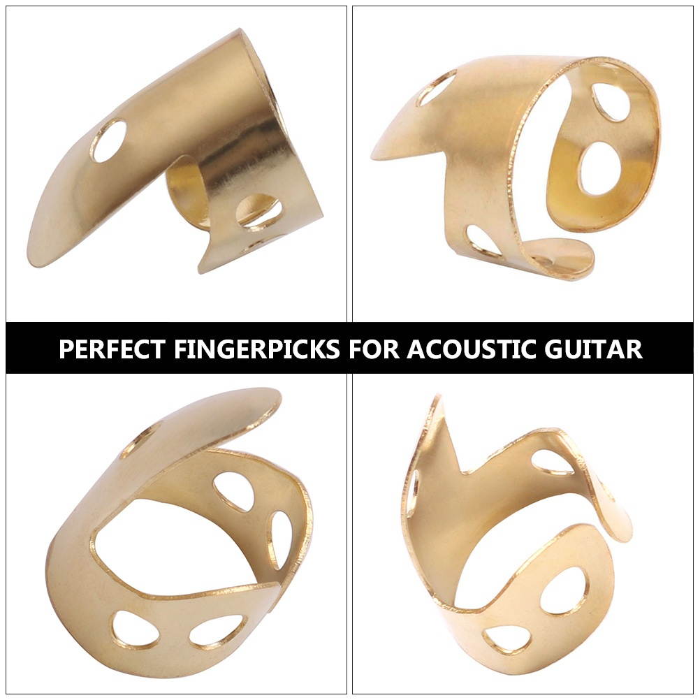 4 PCS Stainless Steel Adjustable Durable Plectrum Thumb Finger Pick for Guitar Bass