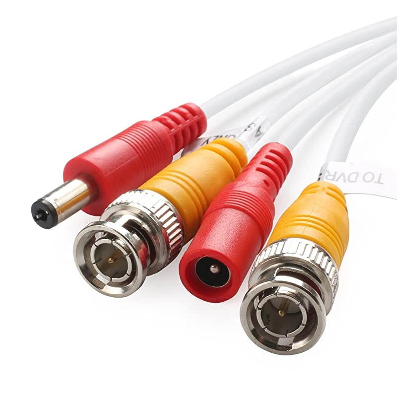 Video Power Cable 100 Feet PreMade AllinOne Video Security Camera Cable Wire with Two Connectors for CCTV DVR Surveillance System