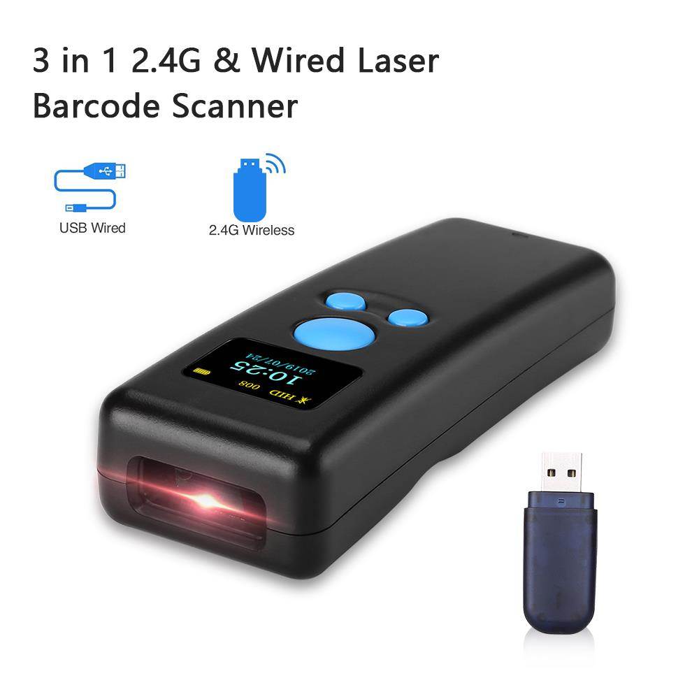 Portable 1d high speed handheld bluetooth barcode 3 in 1scanner gun compatible with various apps and computer