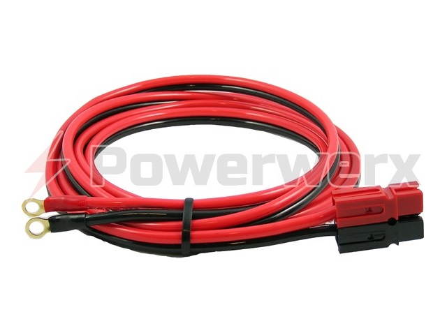 Powerwerx PSC-08 10 ft. 8 gauge Power Supply Cable with 75 amp Anderson Powerpole Connector to 3/8" Ring Terminal
