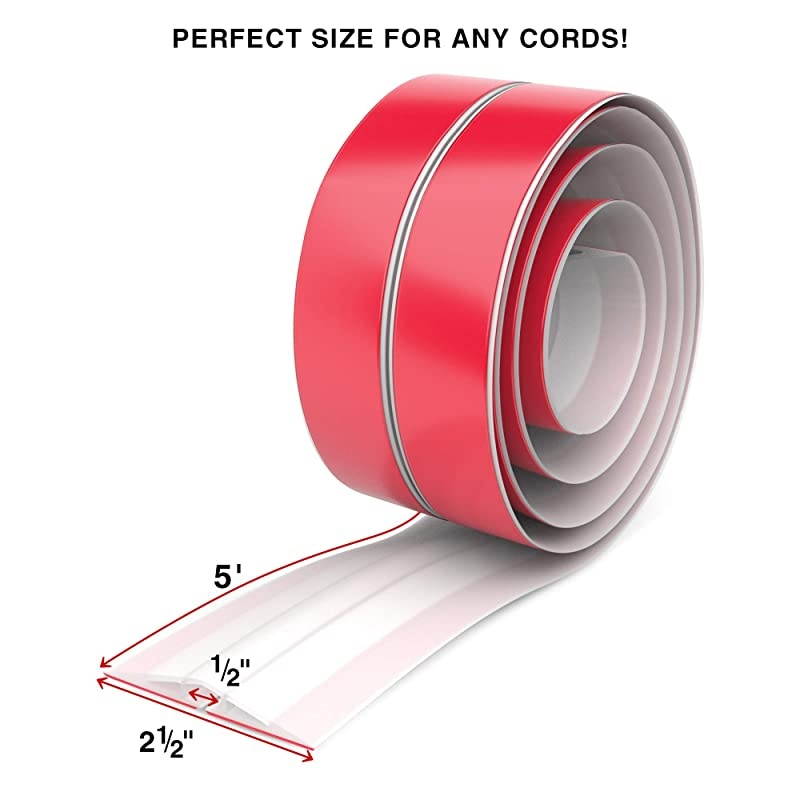 Floor Cord Cover Overfloor Cord Protector 5 Silicone White Cord Protector Ideal Extension Cord Cover to Protect Wires On Floor SelfAdhesive Power Cable Protector 60 in