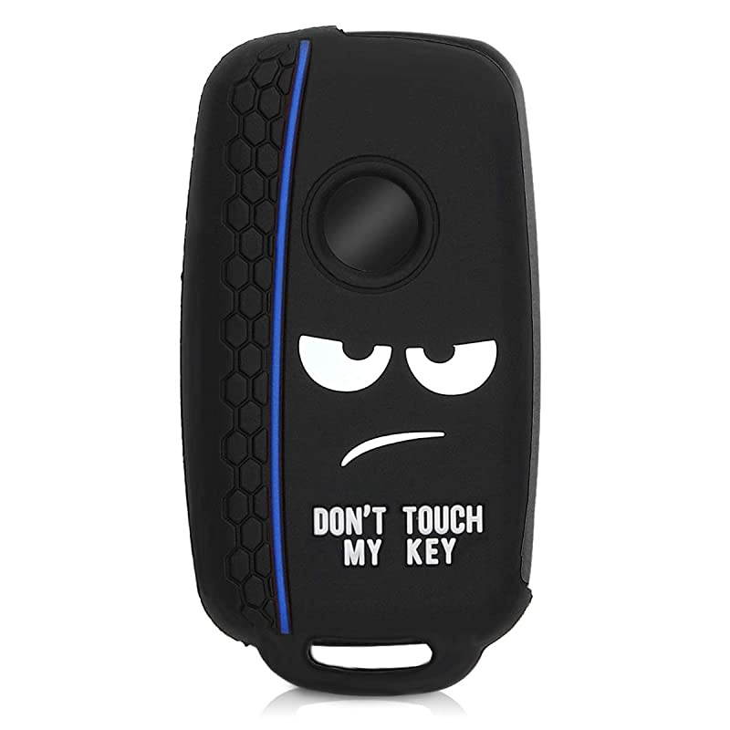 Silicone Key Fob Cover Compatible with VW Skoda SEAT 3 Button Car Key - Don't Touch My Key White/Black/Blue