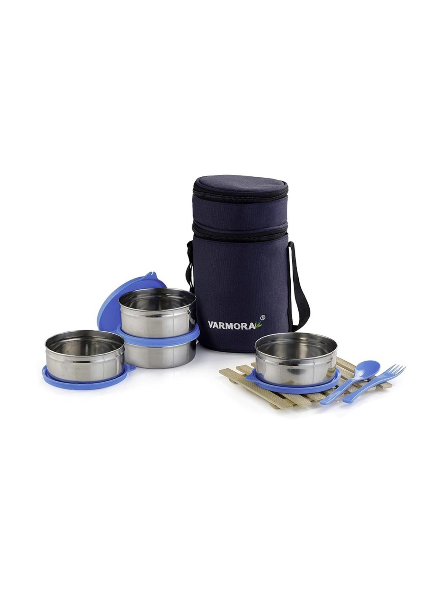 Borosil Grey Stainless Steel Lunch Box - Set of 4