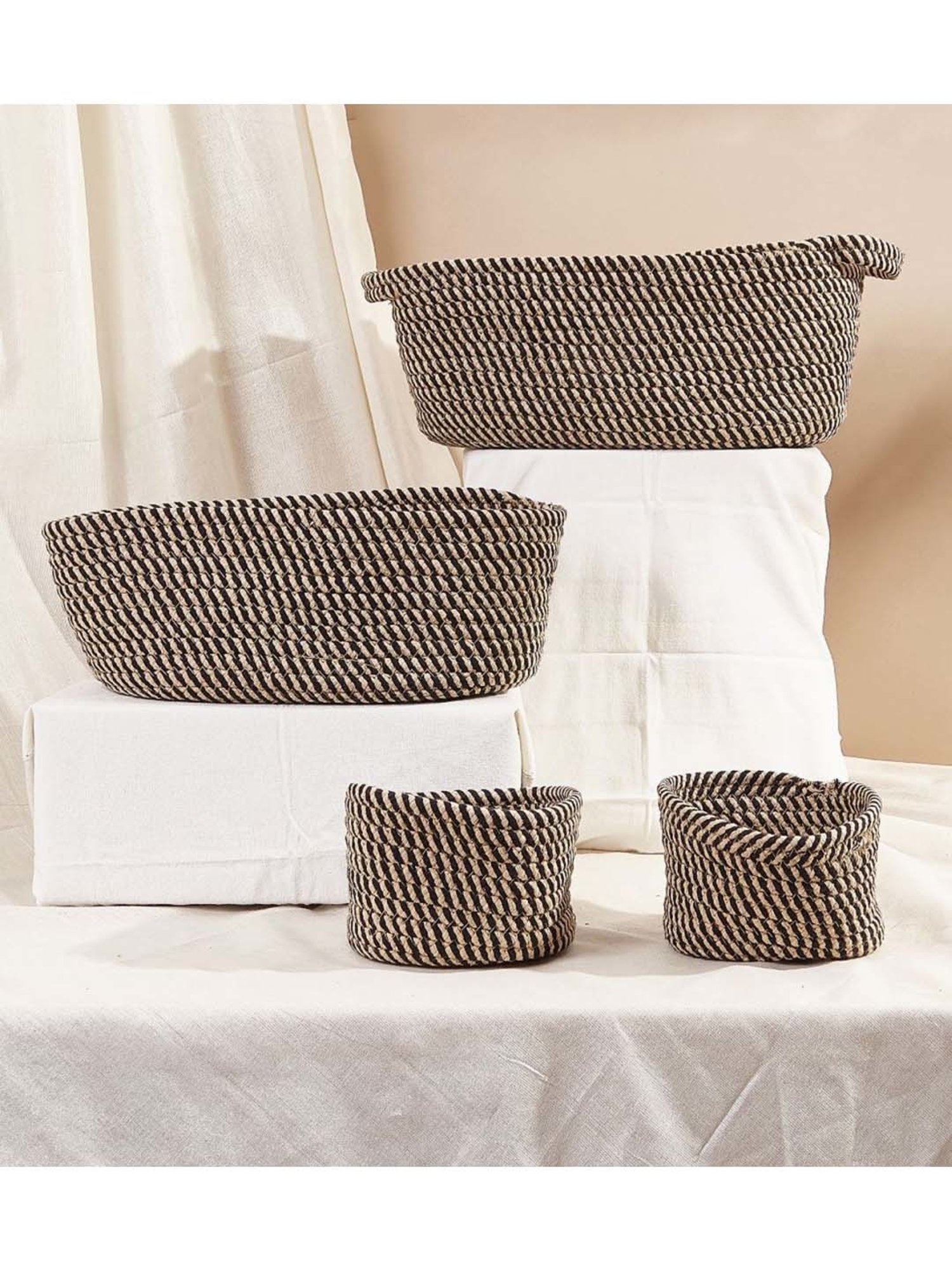 Mason Home Sand and Black Rope Basket (Set of 4)