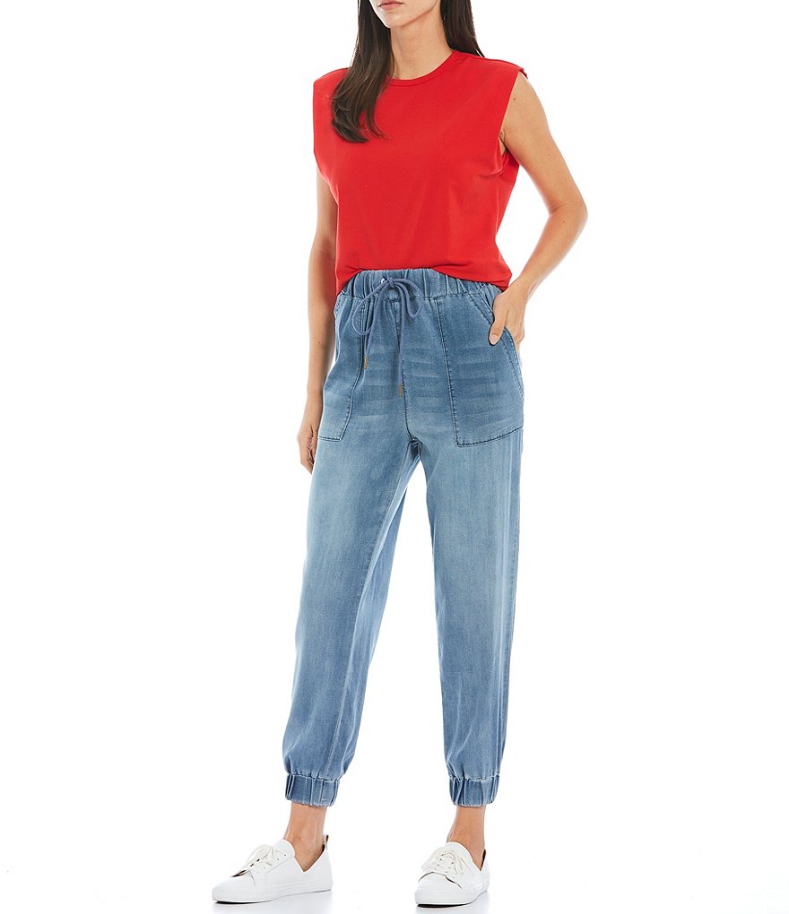 Gibson & Latimer Shoulder Pad Knit Sleeveless Tee