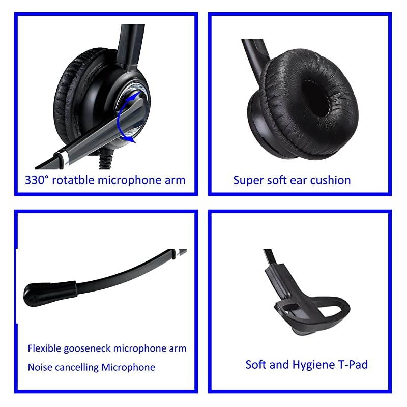 Headset with RJ9 Jack & 3.5mm Connectors for Landline Deskphone Cell Phone PC Laptop, Office Headset for Cisco IP Phone Call Center Office, Work for Cisco 7941 7965 6941 7861 8811