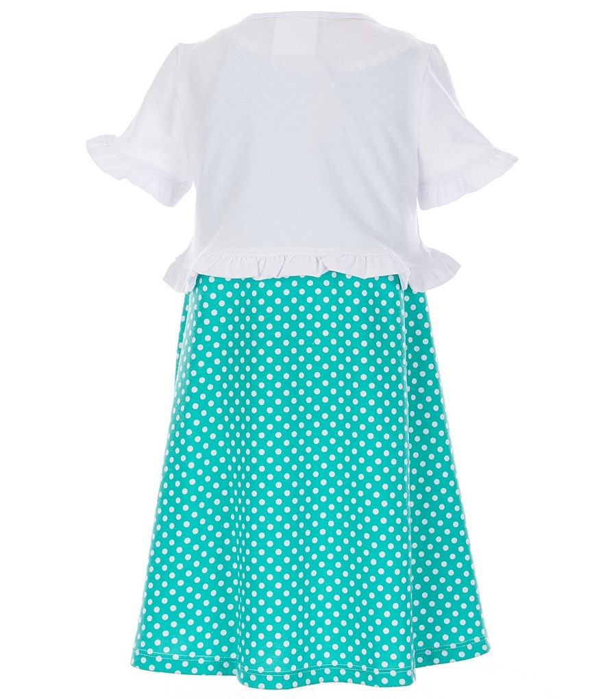 Rare Editions Little Girls 2T-6X Short-Sleeve Shrug & Dotted Shift Dress Set