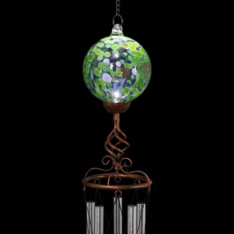 46.25" Solar Glass Ball Wind Chime Green - Exhart