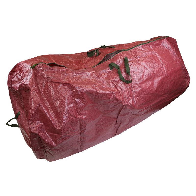 Home Basics Textured PVC Artificial Christmas Tree Holiday Storage Bag Organizer with Reinforced Nylon Handles, Red