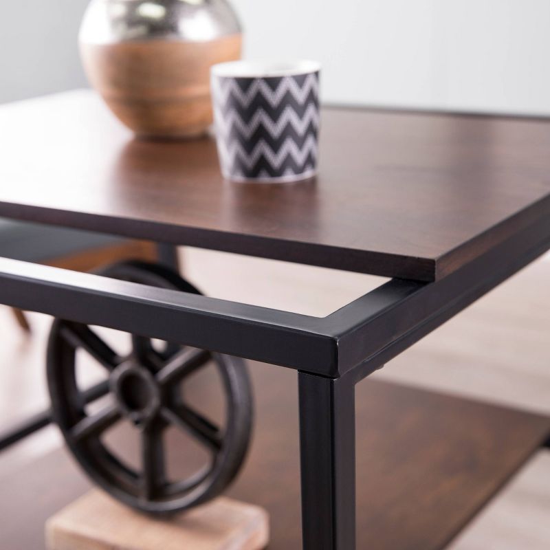 Decklan Sliding Shelf End Table Dark Tobacco/Black - Holly & Martin